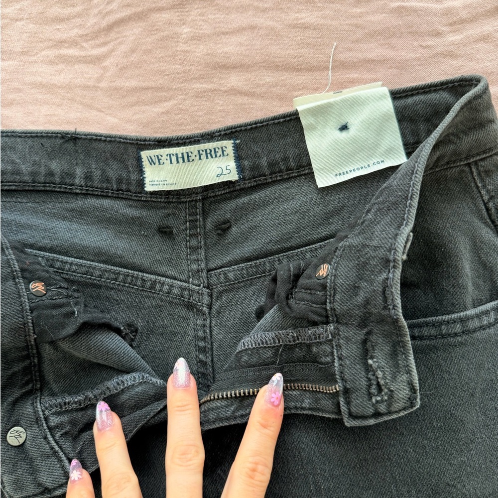 Free People WE-THE-FREE Washed Black High-Rise Risk Taker Jeans - Picture 5 of 8